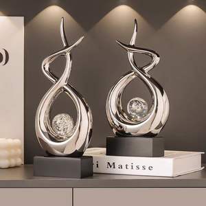 현대 북유럽 럭셔리 독특한 창조적 인 기하학적 추상 예술 세라믹 조각 가정 장식 장식 크리스탈 도자기 장식품 - Product Image 1