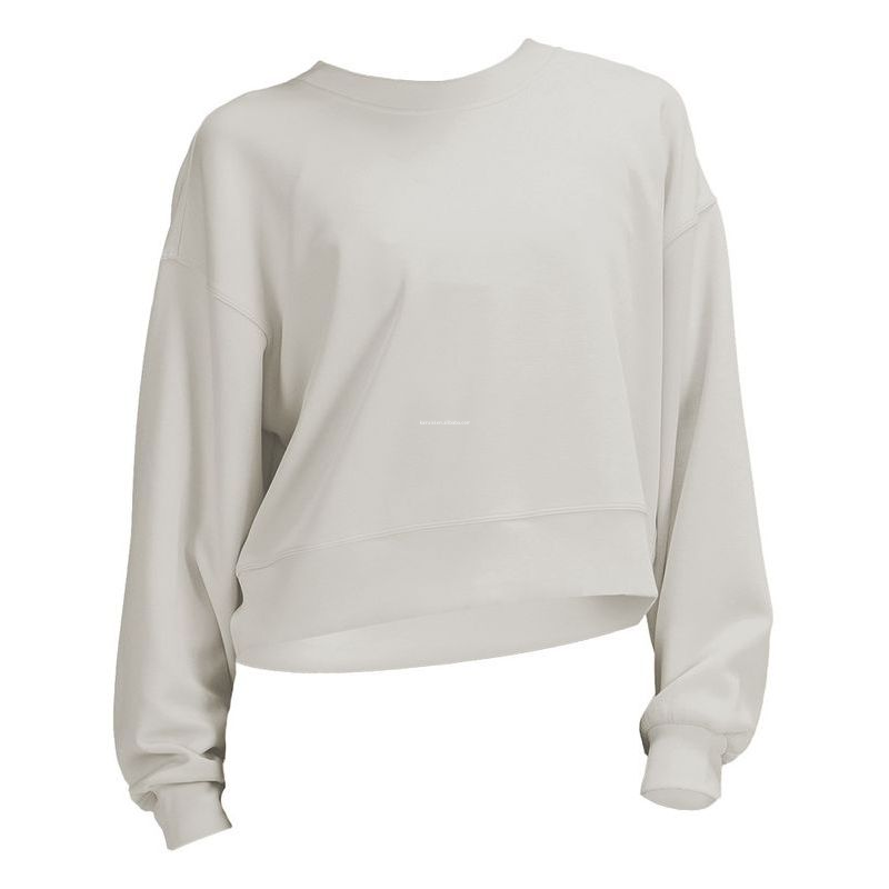 New Yoga Wear Ladies Short Round Neck Hoodie High Elastic Loose Lulu Exercise Yoga Fitness Long Sleeve GYM Lulu Yoga Tops