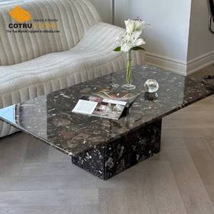 <span class=keywords><strong>Tavolino</strong></span> da caffè <span class=keywords><strong>nero</strong></span> elegante in marmo di lusso contemporaneo con piano rettangolare moderno e robusto Design delle gambe - Product Image 1