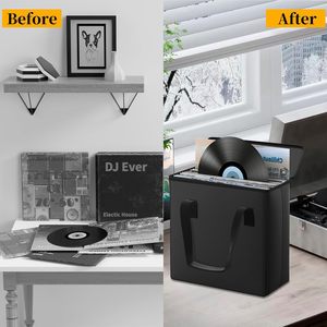 منظم صغير لتخزين السجلات قابل للطي ومقاوم للحريق أكياس وحافظات من الفينيل مع غطاء حقيبة حمل بقفل يحمل ألبومات - Product Image 2