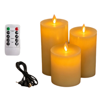Ensemble de 3 bougies LED sans flamme avec télécommande, minuterie, effet de scintillement, bougies en cire véritable pour mariage, Noël, décoration de fête à domicile
