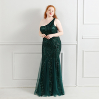 Robe de soirée sexy queue de poisson à sequins avec chaîne de perles en cristal et col en V, robe de grande taille, grande taille, 16552-S #