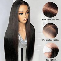Perruque longue et droite brune avec dentelle frontale |   Perruque en cheveux humains 100% brésiliens pour femmes |   Plusieurs longueurs disponibles