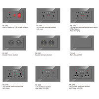 Prise murale en verre trempé avec 16A, 2 prises, 1 USB-A, 1 USB-C, IP22, CE, pour usage hospitalier, adaptateur de prise de type britannique
