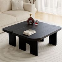 Mesa de Centro Moderna Minimalista de Madera Negra con Forma Irregular y Diseño de Mariposa para Sala de Estar