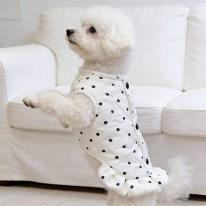 Gilet mignon à pois pour petits chiens (Bichon Frisé, Teddy, Pomeranian) – Collection Automne, rembourré avec doublure polaire, style coupe princesse - Product Image 4