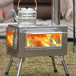 Fourniture du fabricant 2024 Nouveau <span class=keywords><strong>poêle</strong></span> de tente en acier inoxydable Fenêtre en verre double face pour le chauffage et la cuisine en camping - Product Image 4