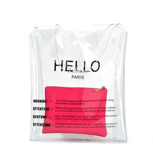 Custom Logo Clear PVC Tote Bag Plastic Handbag Shopping Bag