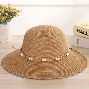 Nouveau chapeau de paille créatif en tricot warp avec accessoires en perles, chapeau de plage, chapeau de soleil d'extérieur pour femmes - Product Image 4