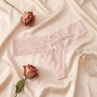 Culottes string sexy pour femmes, en maille tricotée unie, taille basse, fines, séchage rapide, respirantes, en dentelle, dos en T, OEM ODM