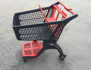 Carrito de compras de mano de supermercado de plástico rojo de 100 litros - Product Image 3