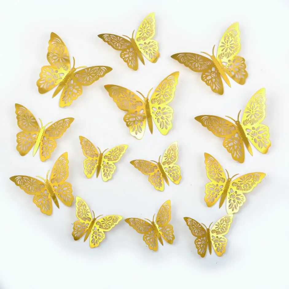 Hollow 3D butterfly Sticker party wedding home decoration butterfly wall sticker Art Decals