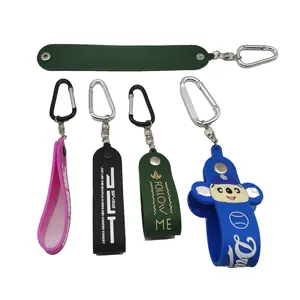 Customized PVC Rubber Wristband Key Holders with Carabiner Hooks Promotional Metal Carabiner Keychains