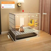 Cage à lapins d'intérieur de grande taille OEM/ODM avec bac à déjections automatique, maison transparente pour animaux de compagnie