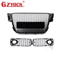Kit de calandre en nid d'abeille pour Audi A5 8T Coupé 09-12 RS - Calandre avant + Grilles inférieures Calandre antibrouillard noire 8T0853651 8T0807681B