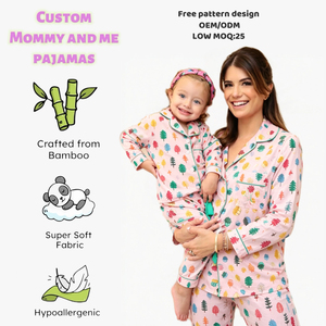 Campioni gratuiti, design gratuito: Completi pigiama coordinati mamma e figlia, set due pezzi in morbida maglia, abbigliamento per bambina con MOQ basso - Product Image 1