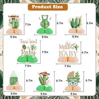 8 Centros de Mesa de Panal de Abeja con Diseño de Cactus para Baby Shower, Centros de Mesa de Suculentas para Fiesta Mexicana, Decoración para Fiesta Temática de Tacos