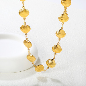 Summer Ocean Theme Shell Stainless Steel <b>Bracelet</b> 18k Gold Plated Necklace Jewelry <b>Set</b> For Women - Product Image 3