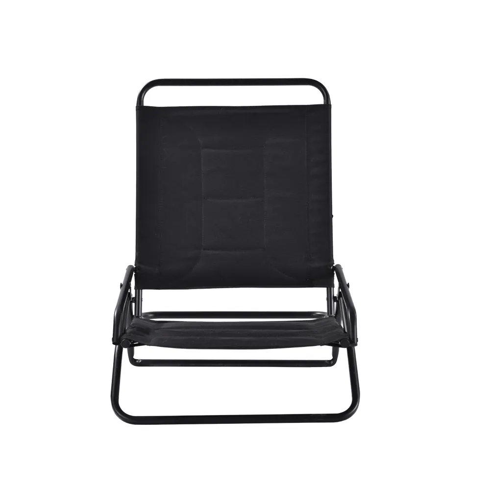 Cadeira de praia dobrável para acampamento ao ar livre de metal preto para toda a vida