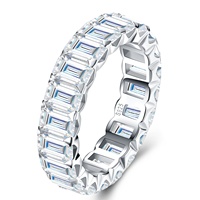 Bague unisexe carrée en moissanite avec certification GRA, en argent 925, design minimaliste haut de gamme, sertissage pavé complet