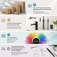 Robinet cascade carré noir avec minuterie et affichage de la température en temps réel, mitigeur de lavabo à commande tactile intelligente pour meuble-lavabo