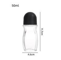 Flacon roll-on de luxe 50 ml en verre cintré unique, vide, à fond épais, pour déodorant et parfum, vente en gros
