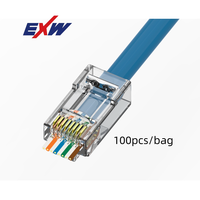 Konektor CAT5 CAT6 pemasangan mudah melewati lubang konektor RJ45