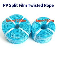 Cuerda de Polipropileno Trenzada de 6 mm, Azul y Amarilla, Resistente a la Abrasión, para Granjas, Construcción, Muelles, Campamentos y Amarre