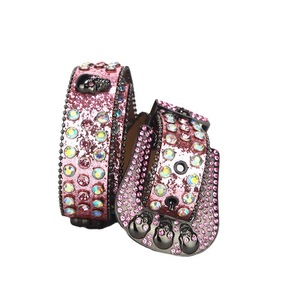 Cinturón de Pedrería Rosa de 4.0cm de Ancho con Hebilla de Pin, Estilo Y2K, Cinturón Decorativo de Moda con Diseño de Calavera - Product Image 5