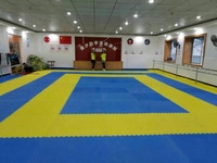 Tapis de Jiu Jitsu en mousse EVA antidérapants 100x100cm jaune bleu épissage Arts martiaux et piste d'entraînement de danse pour une utilisation en salle de sport