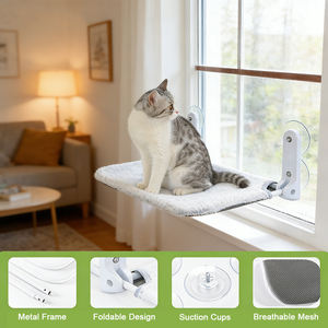 ที่นอนแมวแบบแขวนหน้าต่าง 2 ชิ้น แบบไร้สาย พับได้ พร้อมถ้วยดูดสุญญากาศที่แข็งแรง โครงโลหะ - Product Image 4