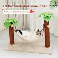 Arbre à chat en forme de cocotier, griffoir en sisal, hamac pour chat avec boule de jeu, mobilier pour animaux de compagnie