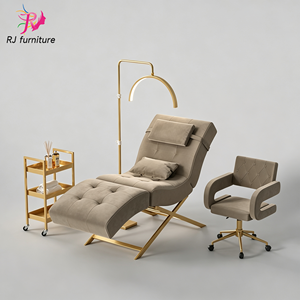 Cama Plegable Moderna para Salón de Belleza, para Cejas y Pestañas, con Base Dorada de Lujo, Ajustable, para Uso Escolar - Product Image 5