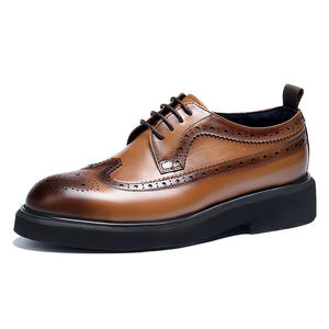 Chaussures habillées décontractées pour hommes Broock à bout rond en cuir véritable, chaussures de qualité supérieure en cuir de vache avec semelle épaisse, chaussures rehaussantes - Product Image 4