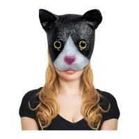 Masque en latex pour chat, demi-visage, drôle, animal réaliste, masque de tête pour déguisement d'Halloween, accessoires pour fête costumée de carnaval