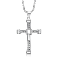 Bijoux de Commerce Extérieur - Collier Pendentif Croix Personnalisé en Acier Inoxydable Incrusté de Diamants Style Dominic Toretto Fast & Furious 8