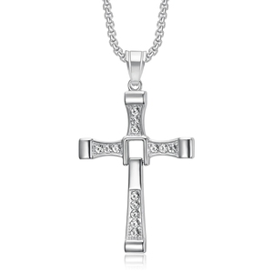 Collana con Ciondolo a Croce in Acciaio Inossidabile Personalizzata Stile Dominic <span class=keywords><strong>Toretto</strong></span> <span class=keywords><strong>di</strong></span> Fast & Furious 8 con Diamanti Incastonati - Product Image 5