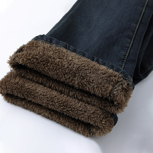 Pantalones vaqueros térmicos Sherpa Fleece Flare para <span class=keywords><strong>mujer</strong></span>, pantalones vaqueros cálidos <span class=keywords><strong>de</strong></span> invierno con cintura alta y forro polar negro - Product Image 4