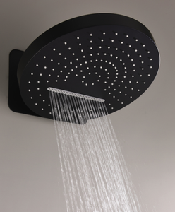 Brass Three Function Constant Temperature Concealed <b>Shower</b> Black Wall Mounted Circular Rain <b>Shower</b> <b>Head</b> Set - Product Image 5