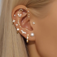 Piercing de cartilage en titane ASTM F136 avec zircone cubique ronde à dos plat, bijoux de corps, vente en gros, fournisseur OEM, ODM