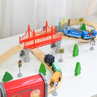 2024 nouveauté haute qualité 80 pièces en bois jeu éducatif bricolage Train voie ferrée trafic ensemble pour enfants enfants garçons filles