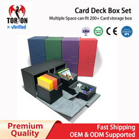 Boîte de rangement Torson 200 Plus en flanelle PU écologique à coins carrés, avec double plateau à dés durable pour cartes Commander TCG Yugioh