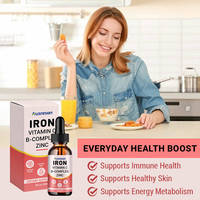 SPL OEM Gouttes buvables liposomales de Fer, Vitamine C, Complexe B et Zinc, Halal, pour le soutien immunitaire et l'énergie, Complexe Fer