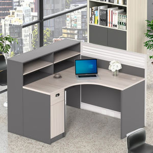 商業用現代風竹製エグゼクティブオフィスデスク、1人用ワークステーション、棚付きコンピューターデスク、環境に優しい多機能 - Product Image 1