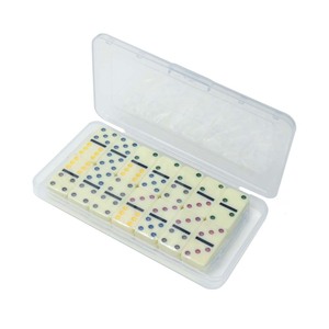 공장 도매 3005 미니 도미노 더블 6 컬러 도트 도미노 세트 플라스틱 투명 저장 상자 - Product Image 2