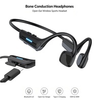 Headphone Olahraga Konduksi Tulang Open Ear untuk Lari/Bersepeda/Gym - Nirkabel IPX-4 Tahan Air Indikator Baterai LED Neckband