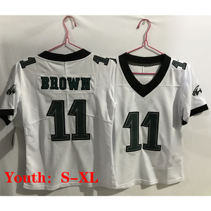 Ingrosso gioventù di alta qualità philello ricamo maglia da Football americano breve rapido secco 11 A.J. Cuciti per bambini marroni - Product Image 4