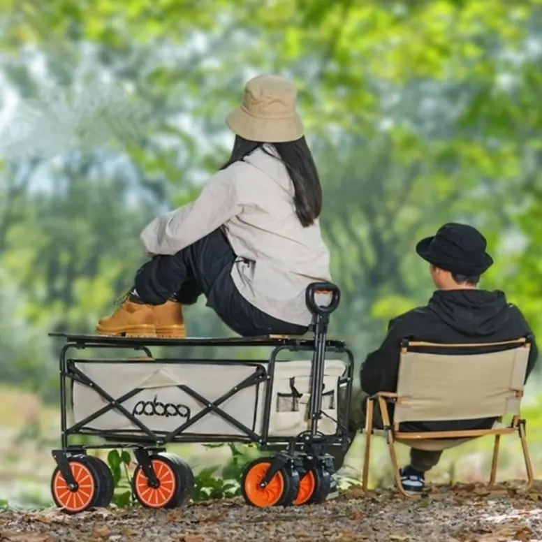 Zusammenklappbarer elektrisch angetriebener Pfahlwagen mit Nutzrädern faltbarer E-Wagon für draußen für Strand Camping Garten
