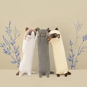 Peluche a Forma di Gatto Bianco con Fiocco, Cuscino Animale Imbottito Carino, Adatto per Ragazzi e Ragazze Come Regalo Festivo - Product Image 1