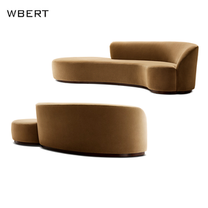 Sofá WBERT de Lujo para Interiores, Opción Personalizada, Terciopelo, Estilo Copenhague, Brazos Asimétricos, Juego de Sala de Estar, Muebles rh - Product Image 1